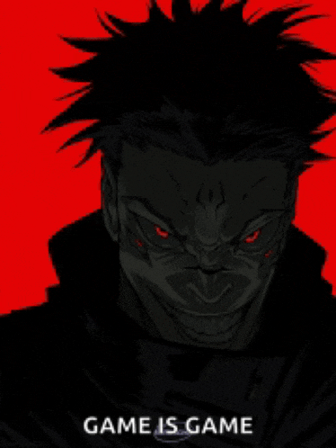 a poster of a man with red eyes and the words game is game on the bottom