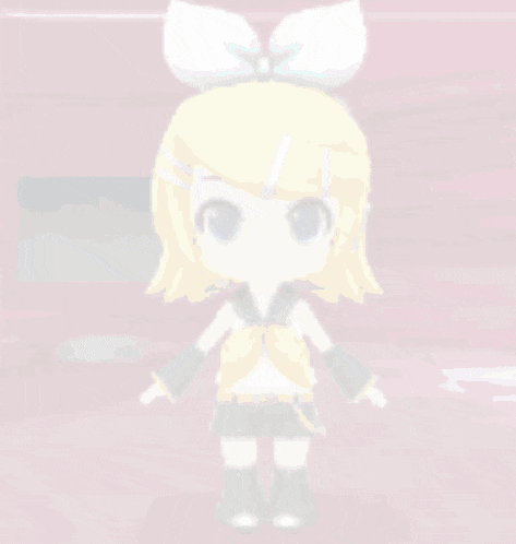 a pixel art of a girl with yellow hair and a bow on her head