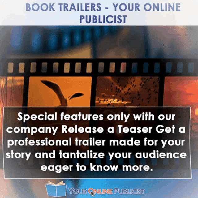 an advertisement for book trailers that says special features only with our company release a teaser