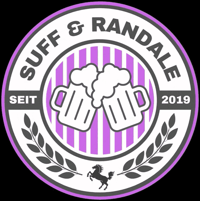 a purple and white logo that says ' tuff & randale seit 2019 '