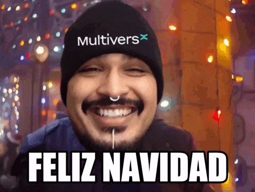 a man wearing a beanie that says multivers