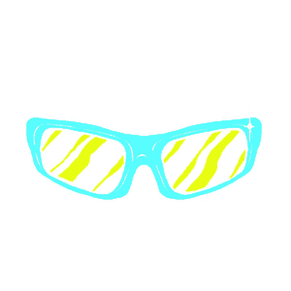a pair of sunglasses with a blue frame and yellow lenses on a white background