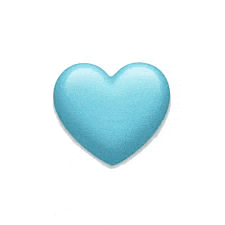 a light blue heart emoji is on a white background .