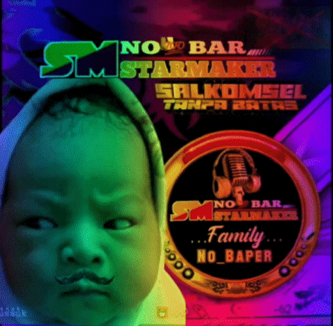 a baby with a mustache is on a colorful background with the words no bar starmaker