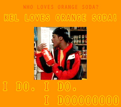 a man in a red jacket drinking orange soda