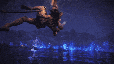 a computer generated image of a person holding a torch