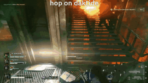 a screenshot of a video game with the words hop on daktide on the bottom