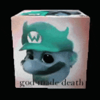 a box with a picture of a monkey wearing a w hat and the words god made death