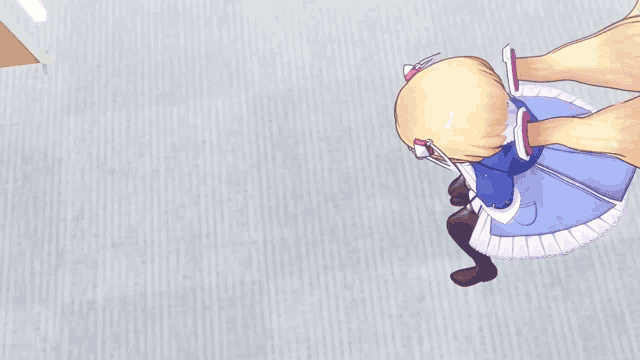 a girl in a blue dress is shooting a lightning bolt at something