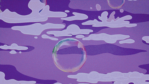 a soap bubble is floating in a purple sky