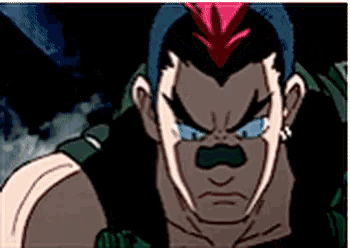 a cartoon character with a mohawk and piercings in his ears