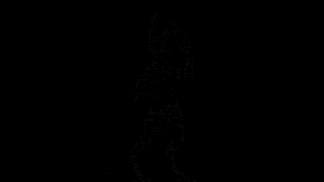 a black circle on a dark background with purple lines