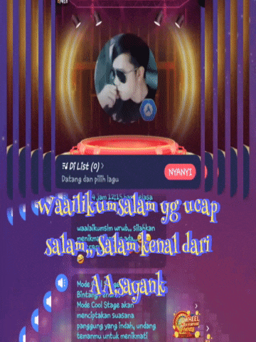 a screen shows a man smoking a cigarette and the words waailikum salam gg ucap salam salam kenal dari