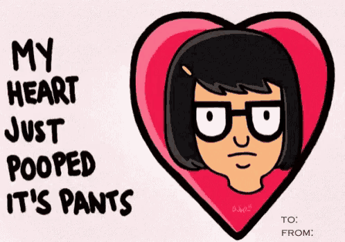 bob 's burgers valentine 's day card with tina from bob 's burgers on it