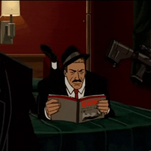 a man is reading a book called evil