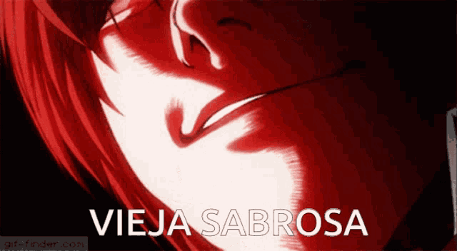 a close up of a person 's face with the words " vieja sabrosa " written below it