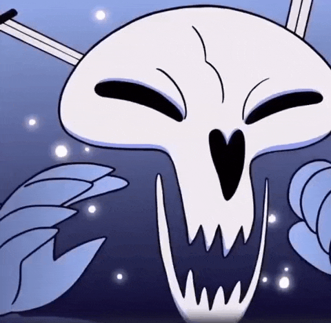 a cartoon skull with a heart in its mouth