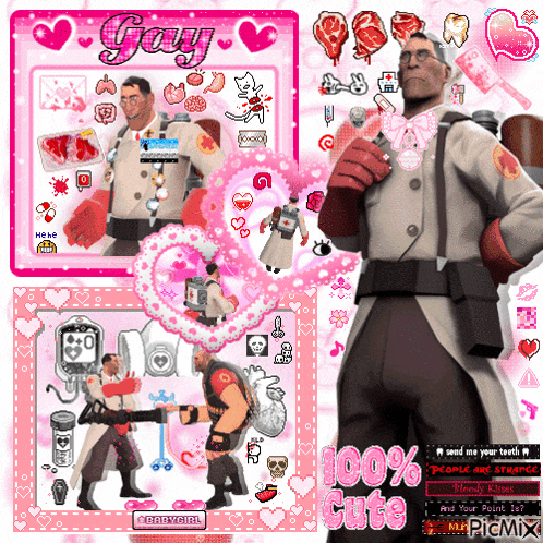 a pixel art of a man with the word gay on the top left