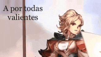 a cartoon of a woman holding a piece of paper with the words a por todas valientes above her