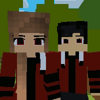 a boy and a girl in minecraft standing next to each other