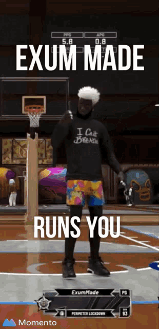 exum made runs you on a basketball court in a video game