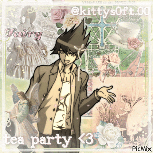 a picture of a boy with fairy tea party written on the bottom