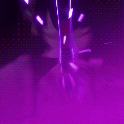 a purple background with a purple anime character in the foreground