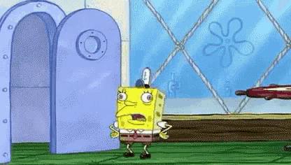 spongebob squarepants is standing in front of a door in a cartoon .