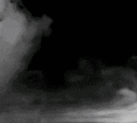a black and white photo of a cloudy sky with a red arrow pointing up