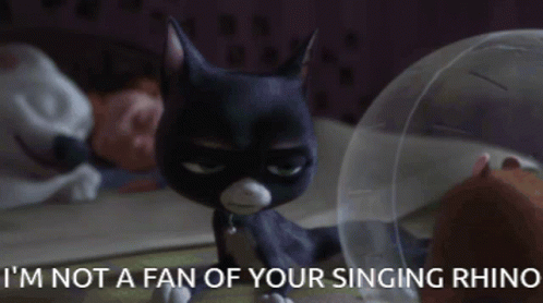 Im Not A Fan Of Your Singing Rhino Bolt GIF - Im Not A Fan Of Your Singing Rhino Bolt Not Happy GIFs