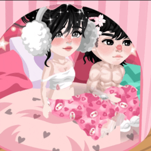 a cartoon drawing of a girl and a boy