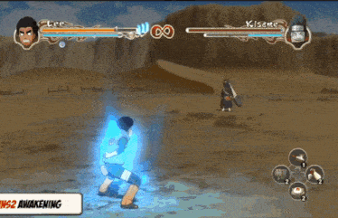 a video game with lee and kisame fighting