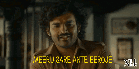 a man with a beard and mustache says meeru sare ante eeroje