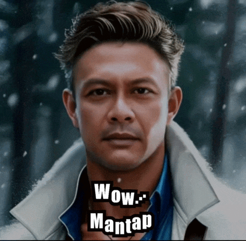 a man 's face is shown with the words wow mantap below it