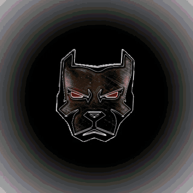 a drawing of a dog 's face with red eyes