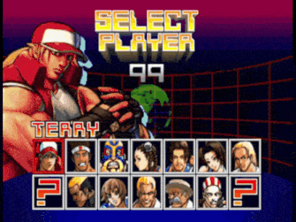 a select player screen for a video game shows terry