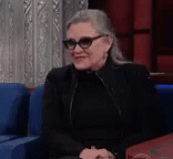 Carrie Fisher Laugh GIF - Carrie Fisher Laughing Stephen Colbert Show GIFs