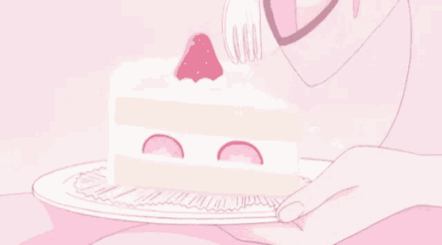 a person is holding a plate with a piece of cake on it and a fork .