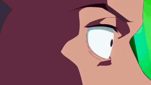 a close up of a cartoon character 's eye