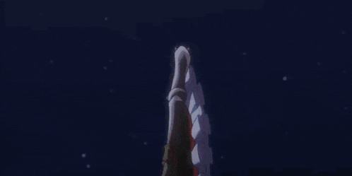 a cartoon character is flying through the air with a blue light behind it .