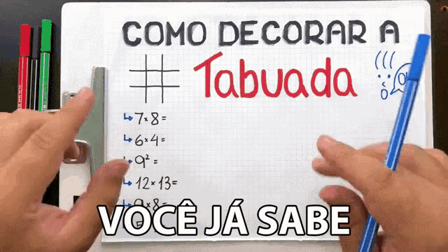 someone is holding a clipboard with the words como decorar a tabulada written on it