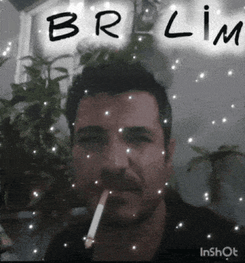a man smoking a cigarette with the name brilin written above him