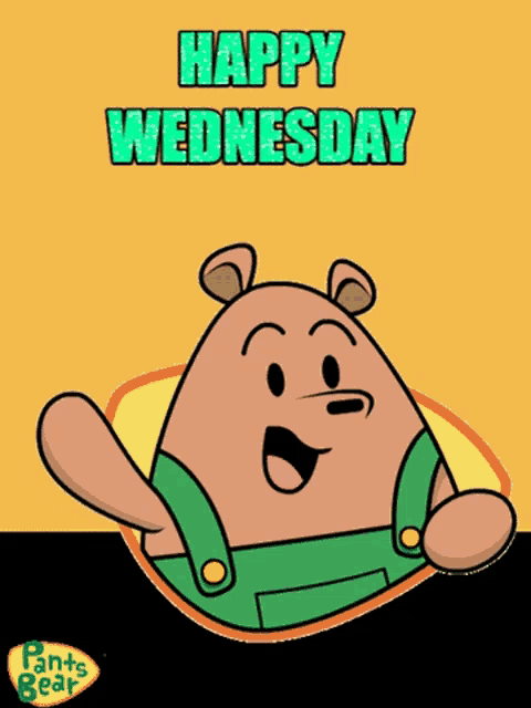 a happy wednesday card with a cartoon bear
