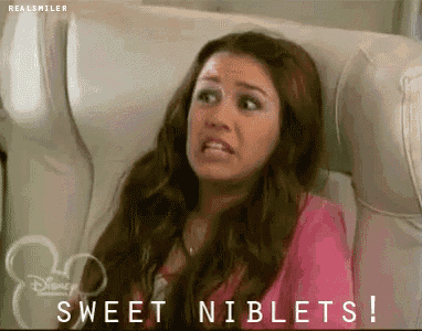 a woman in a pink shirt is sitting on an airplane with the words sweet niblets on the bottom