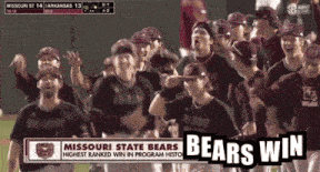 a missouri state bears baseball team celebrating their win