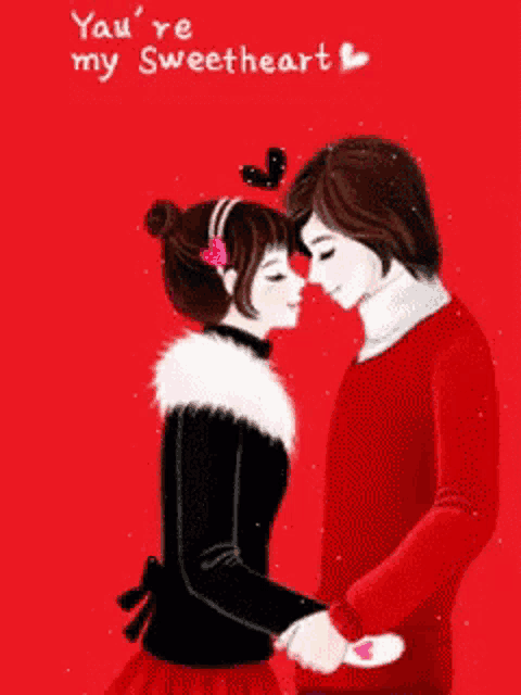 a cartoon of a boy and a girl with the words " you 're my sweetheart " written above them