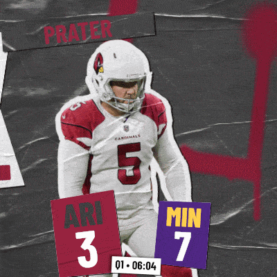 a football player for the cardinals is standing next to a sign that says min 7