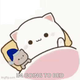 a cartoon cat is laying in a bed with a teddy bear and a santa hat on .