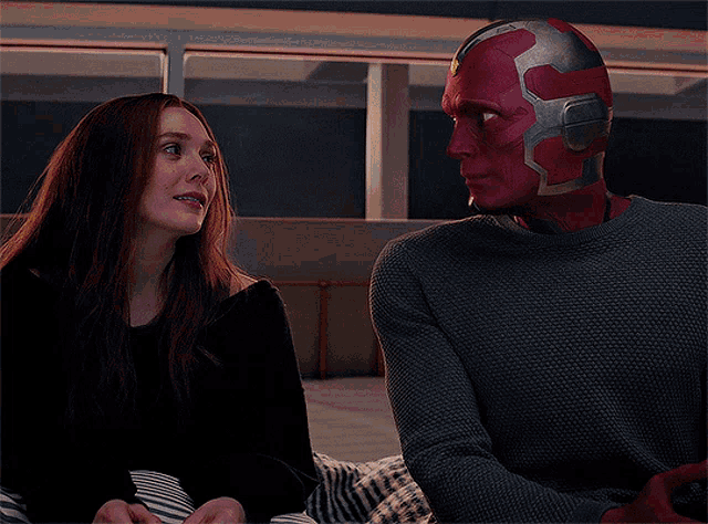Wandavision Looking At Each Other GIF - Wandavision Looking At Each Other Wanda Maximoff GIFs