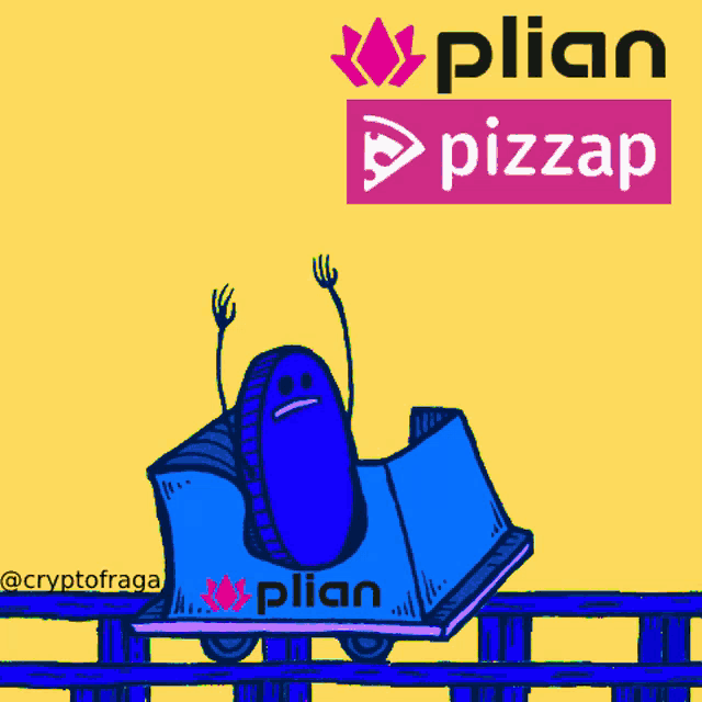 a cartoon of a coin on a roller coaster with the words plan pizzap below it